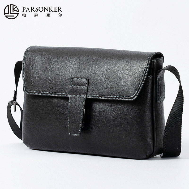 男士休闲单肩包头层牛皮商务大容量斜挎包时尚潮流软牛皮男包现货