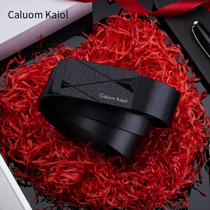 新款男士皮带真皮韩版潮平滑扣男真牛皮腰带年轻人百搭个性青年