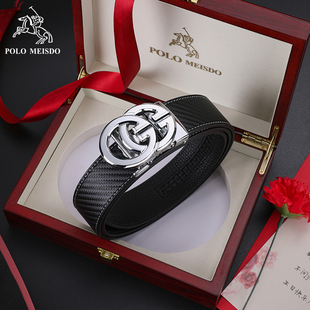 正品保罗官方情人节皮带男真皮双G 自动扣腰带男款中青年高档裤带