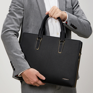 商务公文包真皮单肩斜挎包男 正品 男包2024新款 男士 手提包横款