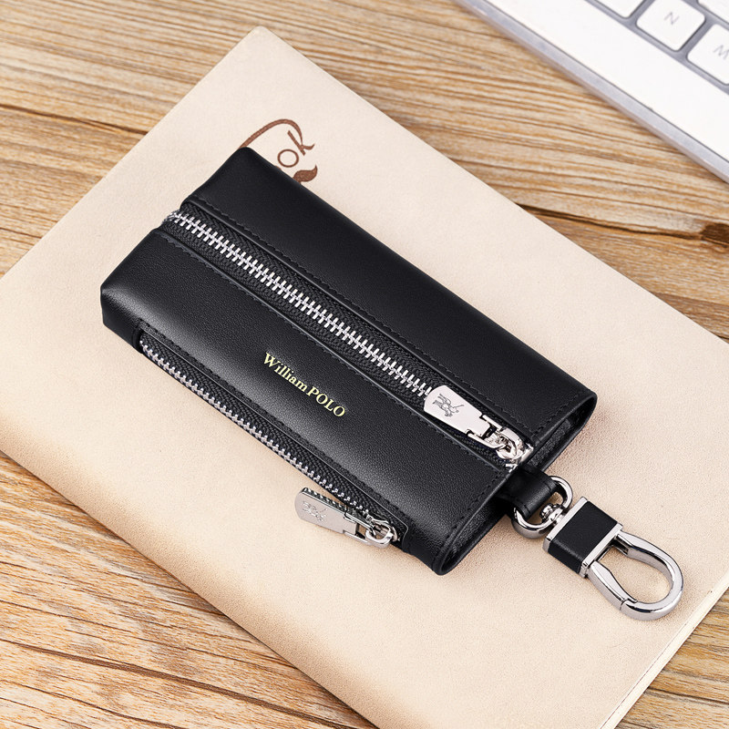 英皇保罗真皮钥匙包男头层牛皮汽车通用拉链包男士腰挂锁匙收纳包