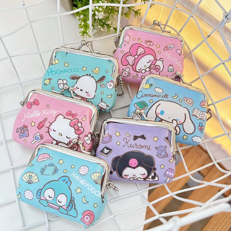 可爱PU革迷你小号零钱包卡通风少女心搭扣包耳机套硬币便携小挂件