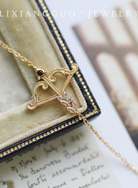 《一箭倾心》原创设计925纯银天然石榴石手链 情侣礼物丘比特之箭