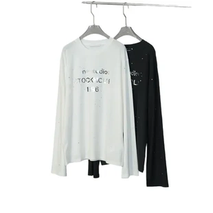 美式打底衫字母25SS1990亮片烫钻男女早秋AC正确版本印花长袖T恤