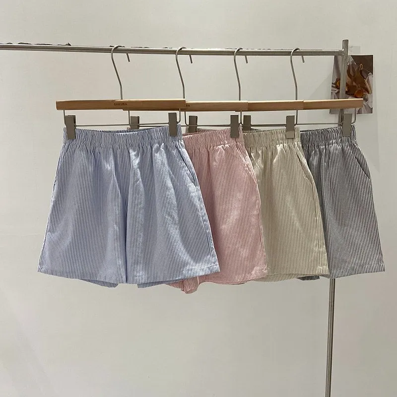 日系简约休闲条纹短裤女夏季2024年新款日常百搭宽松外穿阔腿裤子,运动服/休闲服装,运动中长裤／短裤,淘宝优惠券,粉丝福利购,淘宝优惠卷