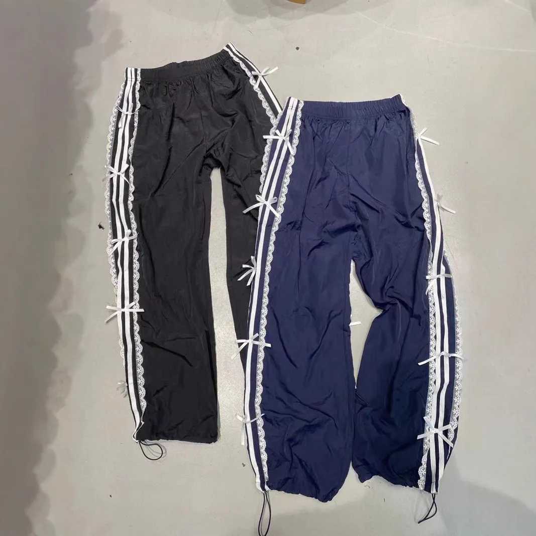 早秋松紧腰蕾丝花边白色边条蝴蝶结束脚卫裤休闲裤显瘦运动裤,女装/女士精品,休闲裤,淘宝优惠券,粉丝福利购,淘宝优惠卷