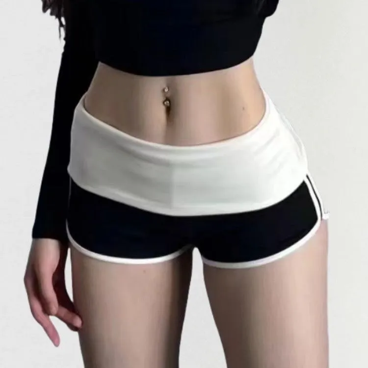 撞色弹力休闲短裤女夏季低腰纯欲辣妹紧身打底运动热裤包臀超短裤,运动服/休闲服装,运动中长裤／短裤,淘宝优惠券,粉丝福利购,淘宝优惠卷