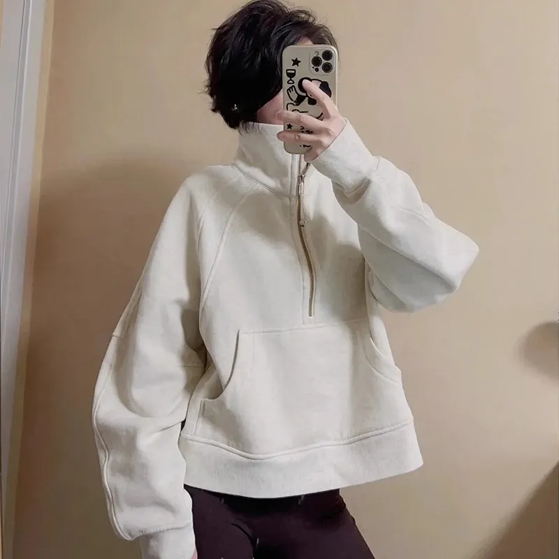 lulu同款半拉链立领卫衣scuba女秋冬加绒短款宽松运动风瑜伽外套,女装/女士精品,卫衣/绒衫,淘宝优惠券,粉丝福利购,淘宝优惠卷