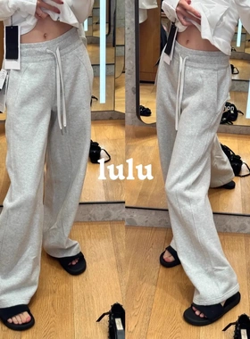 Lu家同款抓绒卫裤女秋冬scua加绒阔腿裤高腰瑜伽运动休闲直筒长裤