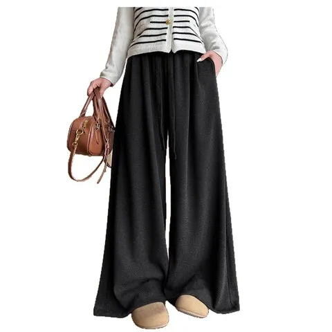 直筒休闲裤宽松糯米感女2025长裤秋款绒百搭新款慵懒风松弛阔腿裤,女装/女士精品,休闲裤,淘宝优惠券,粉丝福利购,淘宝优惠卷