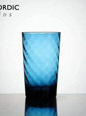 北欧极简！蓝色斜条杯 哥本哈根蓝精酿啤酒杯 威士忌杯水杯丹麦蓝