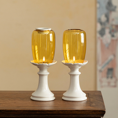 创意陶瓷莲花香薰炉小夜灯摆件