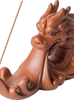 紫砂招财国潮桌面祥龙戏水线香插