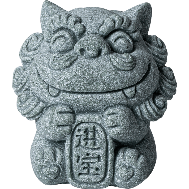国潮风小狮子可爱招财进宝茶宠摆件创意风狮爷鱼缸造景盆栽装饰品