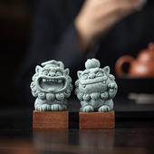 创意可爱小狮子茶宠摆件带底座招财进宝博才如意家居客厅茶桌装 饰