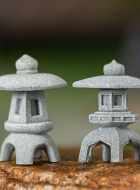 青砂石造景复古桌面石灯笼装饰品