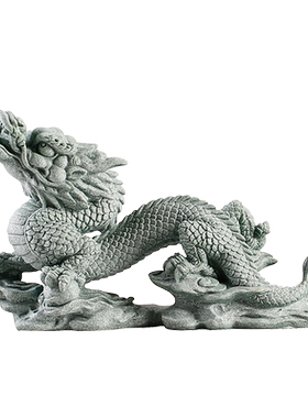 青砂石鱼缸造景瑞兽神龙摆件
