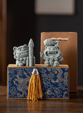 创意石狮子和平使者茶宠摆件国潮风狮爷办公室鱼缸造景桌面装饰品