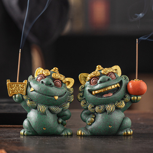 国潮风师爷大号高档摆件创意鼎力相助线香插香托香座桌面装饰礼品