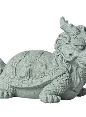 青砂石招财国潮鱼缸上麒麟龙龟