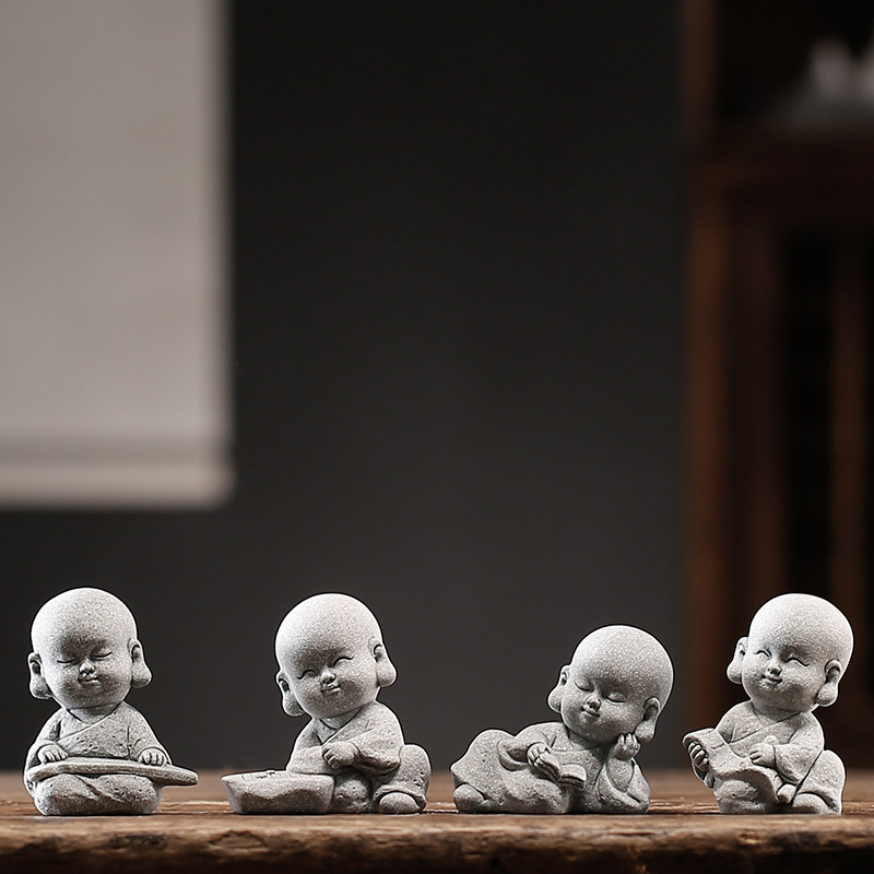 中式琴棋书画三四不小和尚茶宠摆件沙盘盆景鱼缸造景创意桌面装饰,家居饰品,桌面摆件,淘宝优惠券,粉丝福利购,淘宝优惠卷