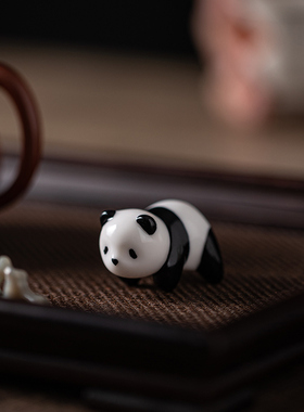 陶瓷杯饰可爱桌面小熊猫挂件装饰