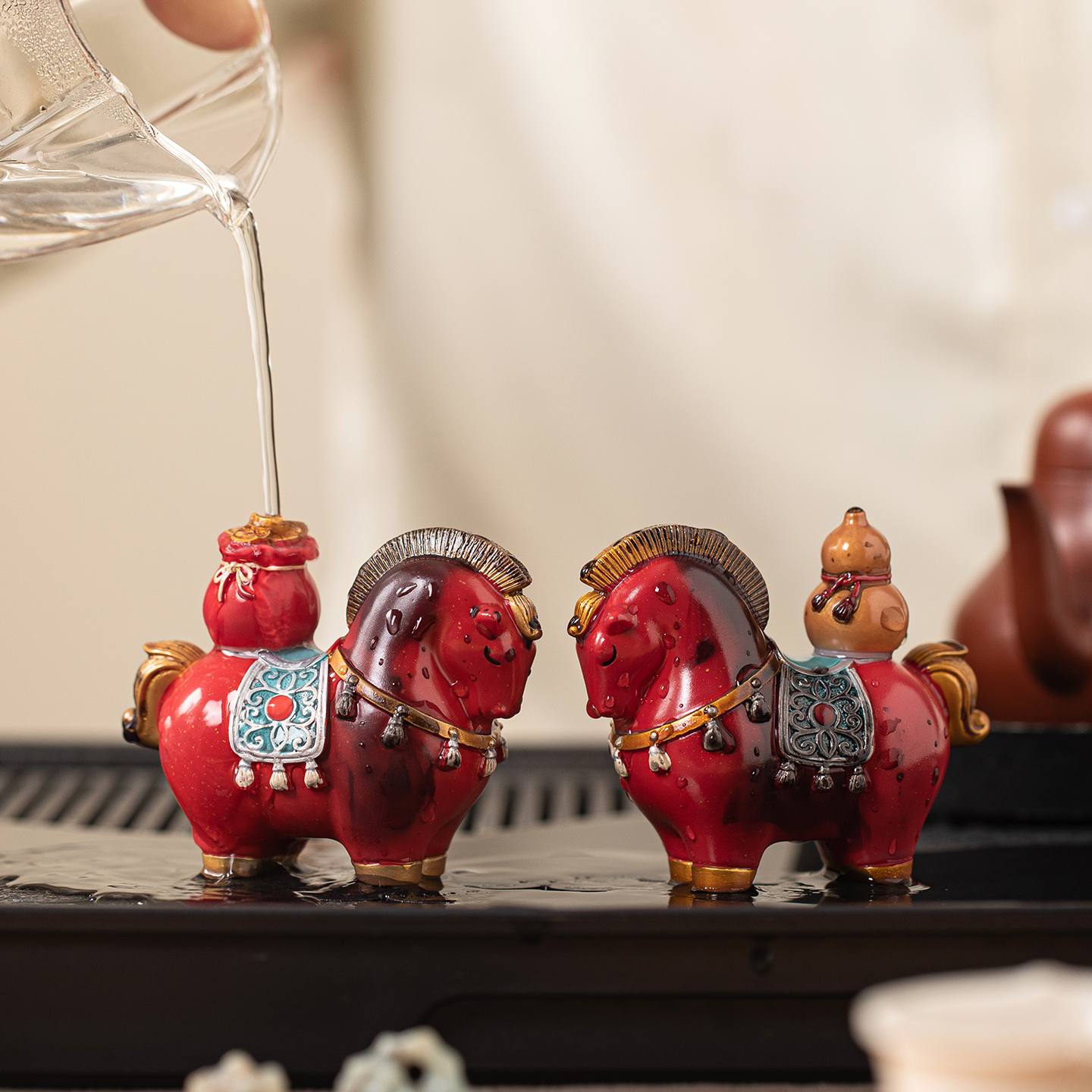 创意变色马茶宠桌面摆件装饰茶玩