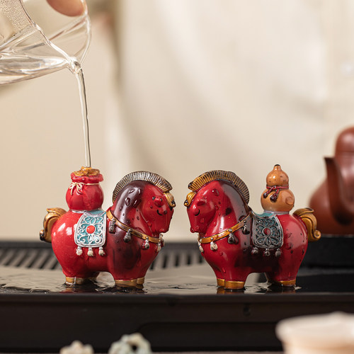 创意变色马茶宠桌面摆件装饰茶玩