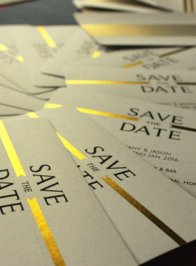 定制婚礼小卡片感谢卡回执卡RSVP卡烫金手工撕边金箔请柬喜帖商务