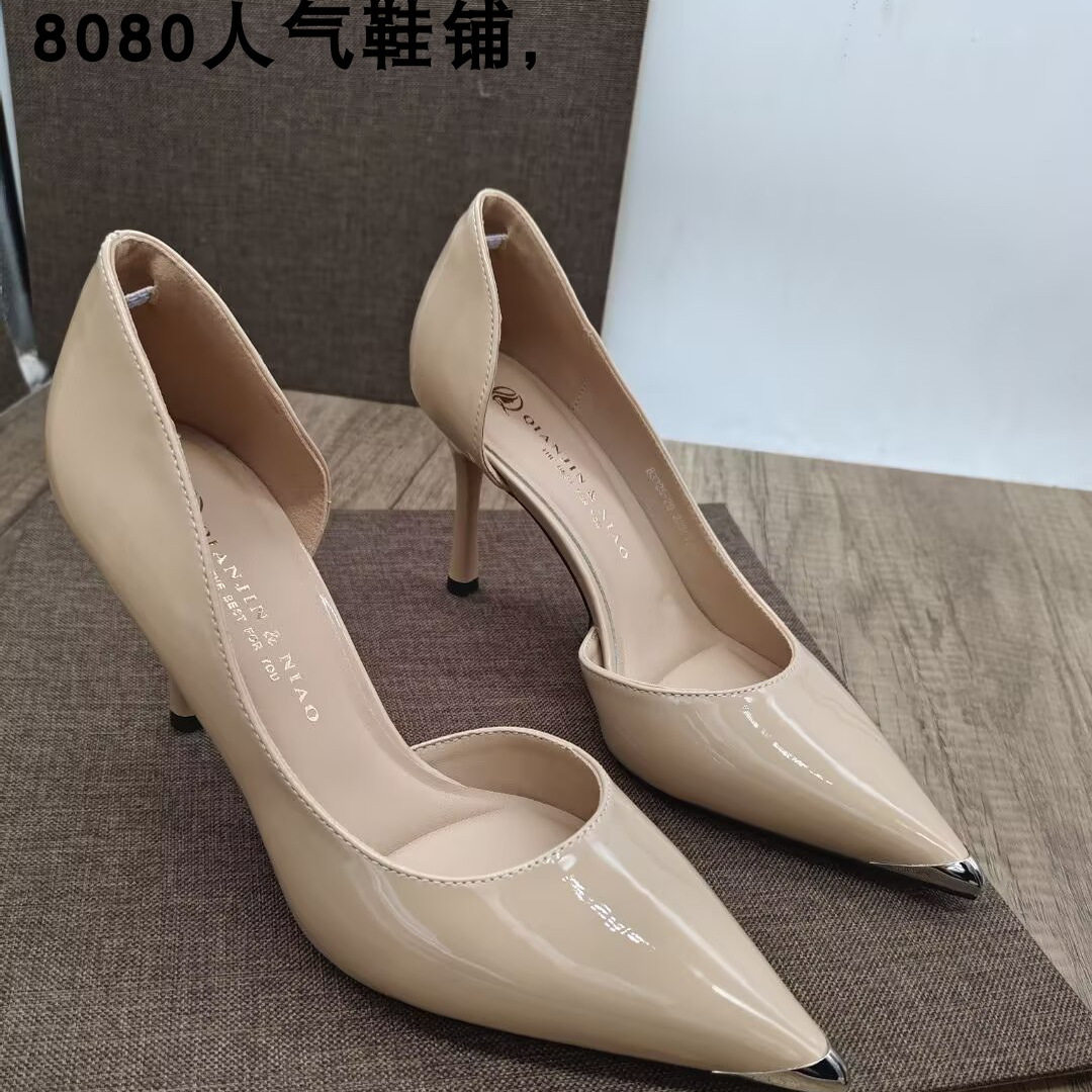 浅口水钻性感韩版漆皮尖头高跟鞋
