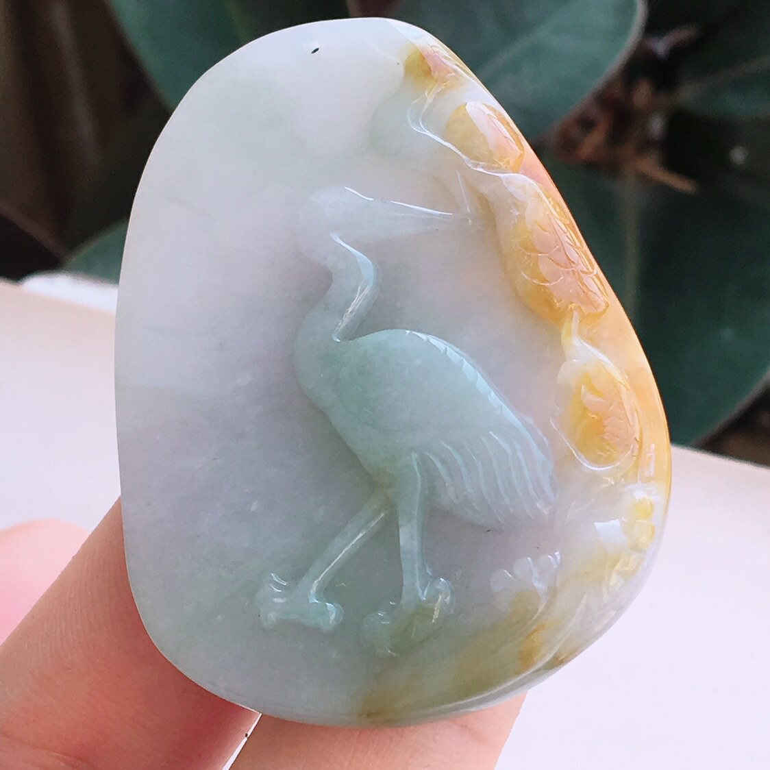 保真黄翡水头好大气十足松鹤延年老坑a货送颈饰吊坠玉坠玉坠翡翠