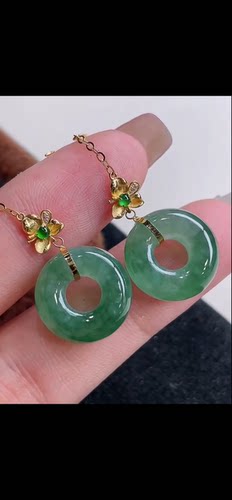 甜甜圈耳钩一对 18.6-10.4  假一罚万 工厂直销翡翠批发  f207