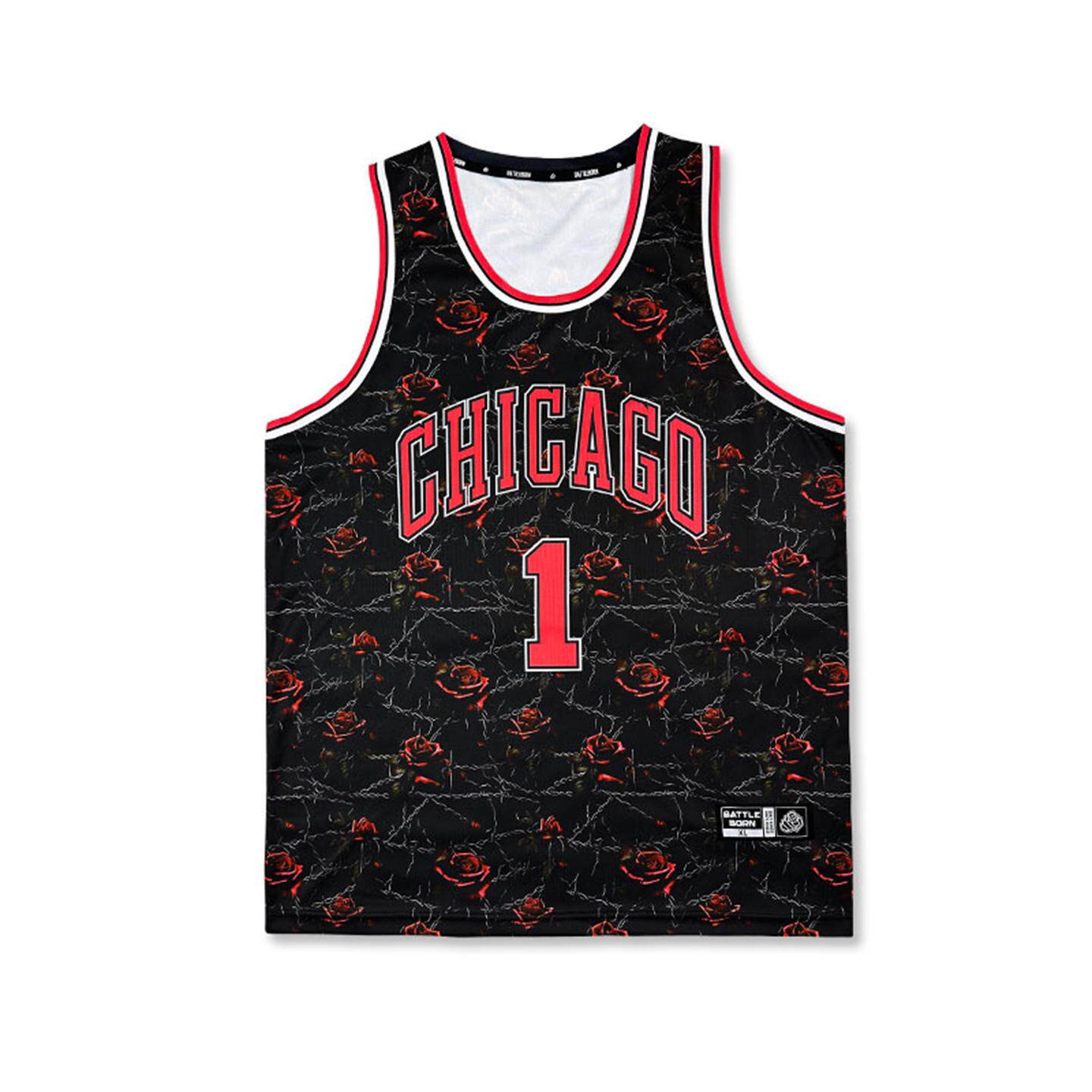 斗者运动服SD速干男篮球服套装篮球衣公牛队罗斯玫瑰背心街球定制