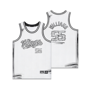 斗者篮球服定制改版国王队素描手绘版篮球衣网眼篮球服威廉姆斯