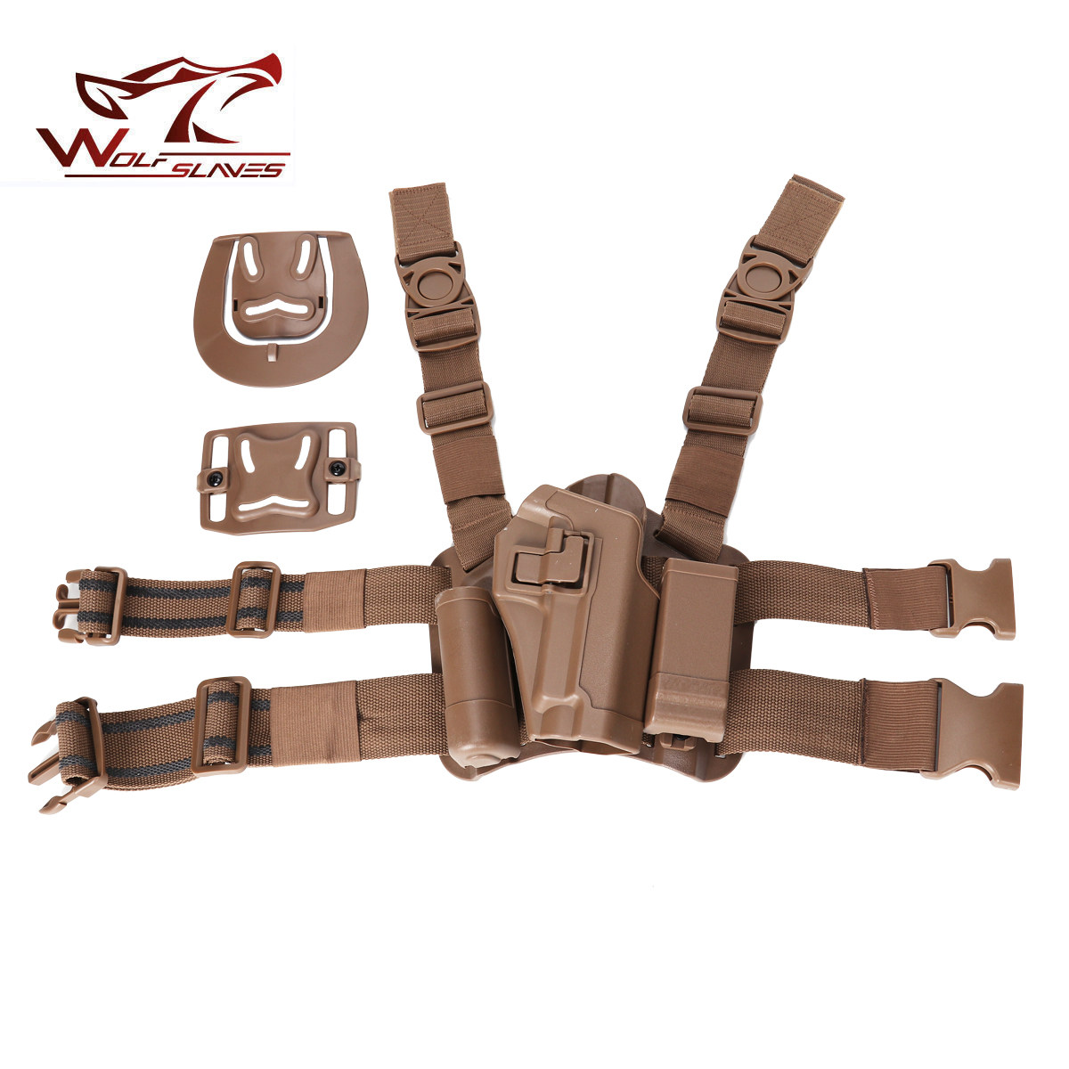 野外战术格洛克 黑鹰腿套p226 cqc四件套 单枪套腰部腿部快拔枪套