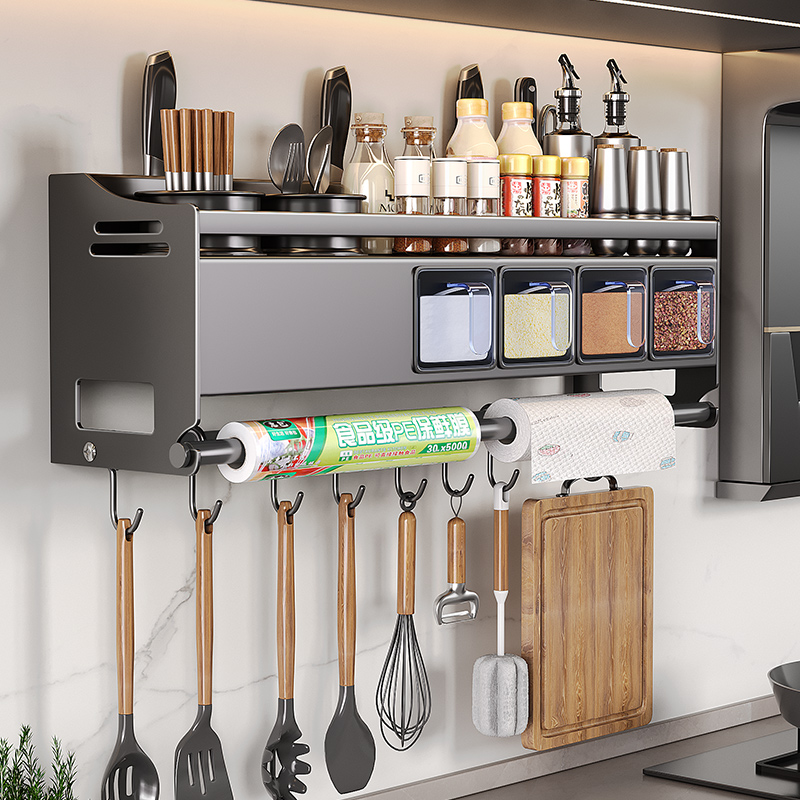 免打孔壁挂式厨房置物架不锈钢