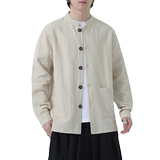 风开衫唐装夹克纯色亚麻休闲长袖衬衫男上衣DSA016-1176-P90，男装夹克，电商A016