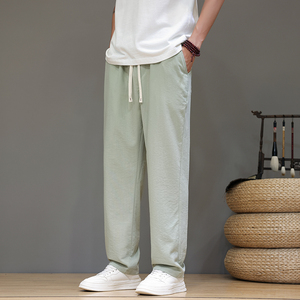冰丝裤风男裤子夏季青春流行纯色休闲裤9分裤潮8262-p55控78图片