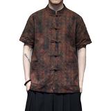 风复古衬衫2025夏季男女开衫大码中式短袖上衣DSA016-1195-P65，男装T恤，电商A016