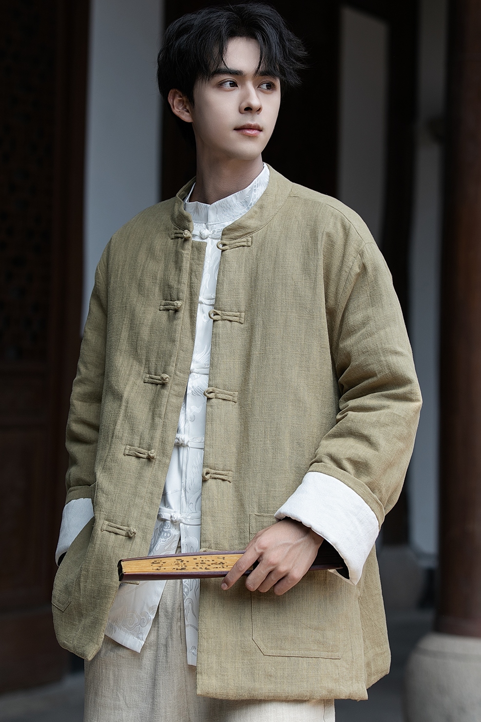 风棉衣2025复古唐装外套男款冬季棉麻加厚棉服1181-p145，男装棉衣，电商A016