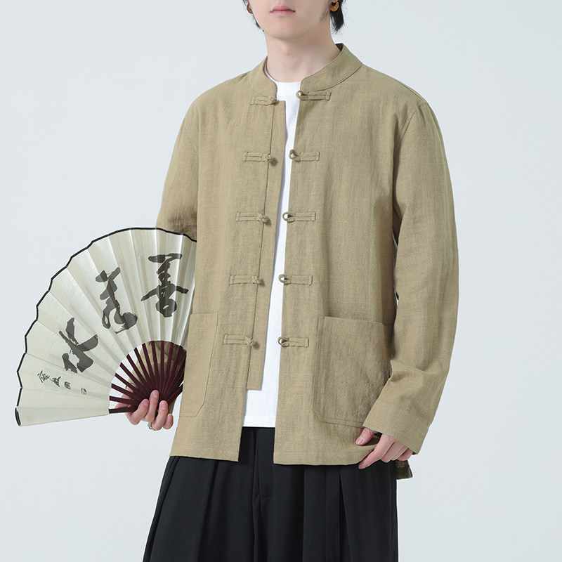 风外套汉服大码开衫夹克亚麻立领长袖衬衫男DSA016-1180-P95,男装夹克,电商A016