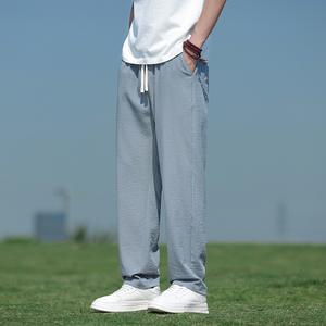 冰丝裤风男裤子夏季纯色休闲裤直筒裤九分裤潮8262-p55图片