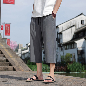 风冰丝裤男裤子夏季青春流行大码休闲裤七分裤潮8267-p45控58
