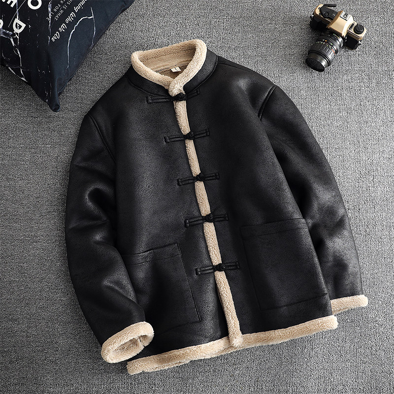 风棉衣男女冬款中式汉服皮毛一体加绒加厚保暖外套1203-P158图片