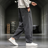休闲裤秋冬季男裤风复古棉麻直筒裤纯色宽松百搭长裤8019p55，男装休闲裤，电商A016