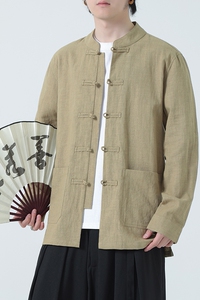 风亚麻外套开衫夏季男新中式长袖衬衫防晒服DSA016-1180-P95图片
