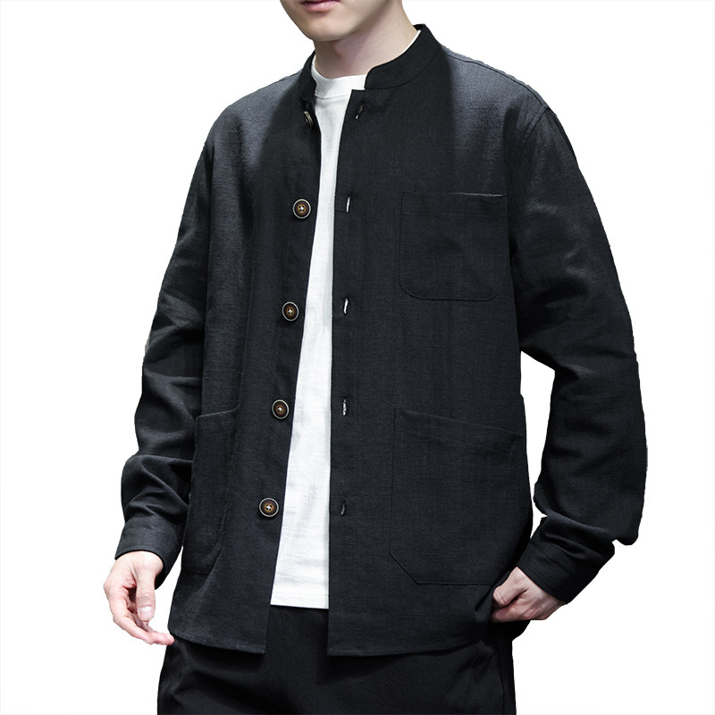夹克秋冬男女新款长袖外套风大码棉麻上衣休闲汉服1177-P90,男装夹克,电商A016