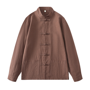 风亚麻外套开衫夏季防晒汉服唐装长袖衬衫男DSA016-1180-P95图片