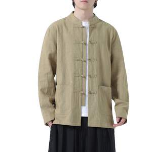风亚麻外套开衫夏季男新中式长袖衬衫防晒服DSA016-1180-P95图片