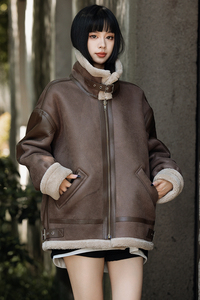 男女款皮毛一体外套冬季加绒加厚羊羔毛夹克外穿棉服1201-P228图片